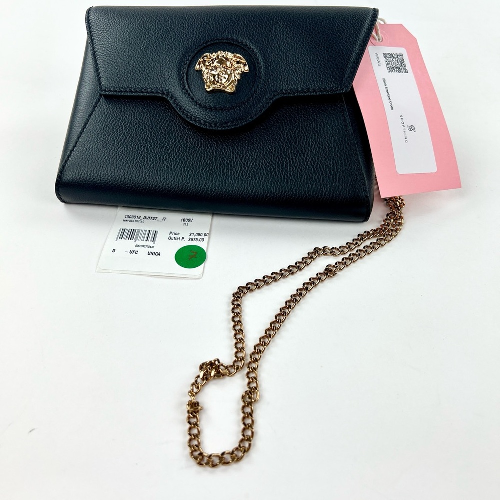 Versace Authentic LeMedusa black envelope crossbody